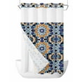 thumbnail image 1 of No Hook Cloth Fabric Shower Curtain with Snap in Liner, Morocco Orange Waterproof Shower Curtains Set with See Through Top Window, Blue Boho Retro Flower Pattern Abstract Bath Curtains Shower 54"x78", 1 of 6