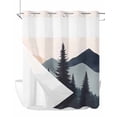 thumbnail image 1 of No Hook Cloth Fabric Shower Curtain with Snap in Liner, Mountain Forest Waterproof Shower Curtains Set with See Through Top Window, Nature Tree Scenery Watercolor Pink Blue Bath Curtains 72"x72", 1 of 6