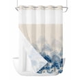thumbnail image 1 of No Hook Cloth Fabric Shower Curtain with Snap in Liner, Navy Blue Forest Waterproof Shower Curtains Set with See Through Top Window, Rustic Botanical Tree Scenery Beige Bath Curtains Shower 72"x84", 1 of 6