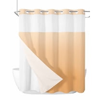 No Hook Cloth Fabric Shower Curtain with Snap in Liner, Orange Striped Waterproof Shower Curtains Set with See Through Top Window, Modern Minimalist Vertical Stripes Art Bath Curtains Shower 72"x78"