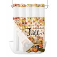 thumbnail image 1 of No Hook Cloth Fabric Shower Curtain with Snap in Liner, Orange Thanksgiving Waterproof Shower Curtains Set with See Through Top Window, Fall Beige Plaid Truck Pumpkins Leaves Retro 72"x96", 1 of 6