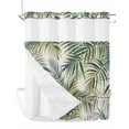 thumbnail image 1 of No Hook Cloth Fabric Shower Curtain with Snap in Liner, Palm Leaf Waterproof Shower Curtains Set with See Through Top Window, Green Tropical Plant Summer Botanical Bath Curtains Shower 72"x78", 1 of 6