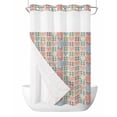 thumbnail image 1 of No Hook Cloth Fabric Shower Curtain with Snap in Liner, Pink Blue Plaid Waterproof Shower Curtains Set with See Through Top Window, Vintage Colorful Checkered Love Heart Bath Curtains Shower 36"x72", 1 of 6