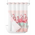 thumbnail image 1 of No Hook Cloth Fabric Shower Curtain with Snap in Liner, Pink Flamingo Waterproof Shower Curtains Set with See Through Top Window, Summer Tropical Flamingo Hawaii Animals Bath Curtains Shower 60"x72", 1 of 6