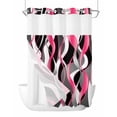 thumbnail image 1 of No Hook Cloth Fabric Shower Curtain with Snap in Liner, Pink Stripe Waterproof Shower Curtains Set with See Through Top Window, Gradient Grey Moire Geometric Modern Abstract Bath Curtains 72"x96", 1 of 6