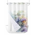 thumbnail image 1 of No Hook Cloth Fabric Shower Curtain with Snap in Liner, Purple Spring Lavender Waterproof Shower Curtains Set with See Through Top Window, Flowers Bicycle Pastoral Farm Bath Curtains Shower 72"x96", 1 of 6