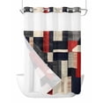 thumbnail image 1 of No Hook Cloth Fabric Shower Curtain with Snap in Liner, Red Black Beige Waterproof Shower Curtains Set with See Through Top Window, Retro Abstract Geometric Striped Art Bath Curtains Shower 48"x72", 1 of 6