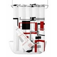 thumbnail image 1 of No Hook Cloth Fabric Shower Curtain with Snap in Liner, Red Black Geometric Waterproof Shower Curtains Set with See Through Top Window, Farmhouse Minimalist Abstract Art Bath Curtains Shower 60"x72", 1 of 6