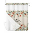 thumbnail image 1 of No Hook Cloth Fabric Shower Curtain with Snap in Liner, Red Blue Spring Floral Waterproof Shower Curtains Set with See Through Top Window, Rustic Pastoral Botanical Welcome Bath Curtains 72"x78", 1 of 6