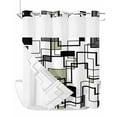 thumbnail image 1 of No Hook Cloth Fabric Shower Curtain with Snap in Liner, Sage Green Geometric Waterproof Shower Curtains Set with See Through Top Window, Simple Black Gray Abstract Striped Bath Curtains 72"x72", 1 of 6
