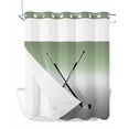 thumbnail image 1 of No Hook Cloth Fabric Shower Curtain with Snap in Liner, Sage Green Gray Ombre Waterproof Shower Curtains Set with See Through Top Window, Black Hockey Sticks Minimalist Style Bath Curtains 72"x78", 1 of 6