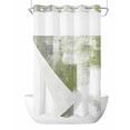 thumbnail image 1 of No Hook Cloth Fabric Shower Curtain with Snap in Liner, Sage Green Ombre Waterproof Shower Curtains Set with See Through Top Window, Vintage Shabby Abstract Plaid Art Bath Curtains Shower 36"x78", 1 of 6