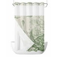 thumbnail image 1 of No Hook Cloth Fabric Shower Curtain with Snap in Liner, Sage Green Starfish Waterproof Shower Curtains Set with See Through Top Window, Coastal Nautical Seahorse Conch Bath Curtains Shower 36"x78", 1 of 6