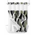 thumbnail image 1 of No Hook Cloth Fabric Shower Curtain with Snap in Liner, Sage Green Stripe Waterproof Shower Curtains Set with See Through Top Window, Grey White Geometric Modern Abstract Bath Curtains Shower 60"x72", 1 of 6