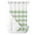 thumbnail image 1 of No Hook Cloth Fabric Shower Curtain with Snap in Liner, Sage Green Striped Waterproof Shower Curtains Set with See Through Top Window, Farmhouse Vintage Stripes Bath Curtains Shower 54"x78", 1 of 6