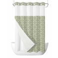 thumbnail image 1 of No Hook Cloth Fabric Shower Curtain with Snap in Liner, Sage Green Waterproof Shower Curtains Set with See Through Top Window, Geometric Flower Leaf Diamond Plaid Retro Bath Curtains Shower 36"x72", 1 of 6