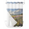 thumbnail image 1 of No Hook Cloth Fabric Shower Curtain with Snap in Liner, Spring Floral Waterproof Shower Curtains Set with See Through Top Window, Pastoral Flowers Oil Painting Bath Curtains Shower 60"x72", 1 of 6