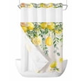 thumbnail image 1 of No Hook Cloth Fabric Shower Curtain with Snap in Liner, Summer Lemon Waterproof Shower Curtains Set with See Through Top Window, Eucalyptus Flower Leaf Retro Botanical Bath Curtains Shower 36"x72", 1 of 6