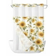 thumbnail image 1 of No Hook Cloth Fabric Shower Curtain with Snap in Liner, Summer Sunflowers Waterproof Shower Curtains Set with See Through Top Window, Pastoral Farm Floral Watercolor Bath Curtains Shower 72"x96", 1 of 6