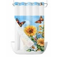 thumbnail image 1 of No Hook Cloth Fabric Shower Curtain with Snap in Liner, Summer Yellow Sunflower Waterproof Shower Curtains Set with See Through Top Window, Daisy Wildflower Pastoral Bath Curtains Shower 36"x72", 1 of 6