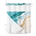 thumbnail image 1 of No Hook Cloth Fabric Shower Curtain with Snap in Liner, Teal Waves Coastal Waterproof Shower Curtains Set with See Through Top Window, Summer Beach Nautical Ocean Bath Curtains Shower 72"x78", 1 of 6