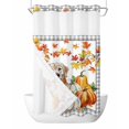 thumbnail image 1 of No Hook Cloth Fabric Shower Curtain with Snap in Liner, Thanksgiving Waterproof Shower Curtains Set with See Through Top Window, Orange Pumpkins Dog Maple Leaves Gray Plaid Bath Curtains 36"x72", 1 of 6