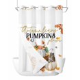 thumbnail image 1 of No Hook Cloth Fabric Shower Curtain with Snap in Liner, Thanksgiving Waterproof Shower Curtains Set with See Through Top Window, White Pumpkins Watercolor Retro Fall Bath Curtains Shower 72"x84", 1 of 6