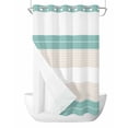 thumbnail image 1 of No Hook Cloth Fabric Shower Curtain with Snap in Liner, Turquoise Beige Stripe Waterproof Shower Curtains Set with See Through Top Window, Modern Art Horizontal Striped Bath Curtains Shower 36"x72", 1 of 6