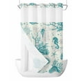 thumbnail image 1 of No Hook Cloth Fabric Shower Curtain with Snap in Liner, Turquoise Coastal Coral Waterproof Shower Curtains Set with See Through Top Window, Nautical Starfish Seahorse Bath Curtains Shower 36"x72", 1 of 6