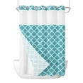thumbnail image 1 of No Hook Cloth Fabric Shower Curtain with Snap in Liner, Turquoise Morocco Waterproof Shower Curtains Set with See Through Top Window, Boho Ethnic Traditional Geometric Bath Curtains Shower 48"x72", 1 of 6