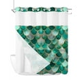 thumbnail image 1 of No Hook Cloth Fabric Shower Curtain with Snap in Liner, Turquoise Ombre Scale Waterproof Shower Curtains Set with See Through Top Window, Abstract Art Ocean Coastal Bath Curtains Shower 66"x72", 1 of 6