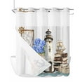 thumbnail image 1 of No Hook Cloth Fabric Shower Curtain with Snap in Liner, Vintage Lighthouse Coastal Waterproof Shower Curtains Set with See Through Top Window, Nautical Ocean Sea Retro Art Bath Curtains 72"x78", 1 of 6
