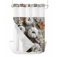thumbnail image 1 of No Hook Cloth Fabric Shower Curtain with Snap in Liner, White Pumpkin Fall Waterproof Shower Curtains Set with See Through Top Window, Thanksgiving Botanical Floral Bath Curtains Shower 72"x84", 1 of 6