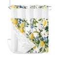 thumbnail image 1 of No Hook Cloth Fabric Shower Curtain with Snap in Liner, Yellow Lemon Waterproof Shower Curtains Set with See Through Top Window, Green Leaf Blue Flower Tropical Fruit Bath Curtains Shower 72"x78", 1 of 6
