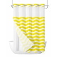 thumbnail image 1 of No Hook Cloth Fabric Shower Curtain with Snap in Liner, Yellow Moire Waterproof Shower Curtains Set with See Through Top Window, Water Ripple Stripe Farmhouse Bath Curtains Shower 48"x72", 1 of 6