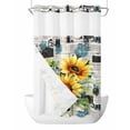 thumbnail image 1 of No Hook Cloth Fabric Shower Curtain with Snap in Liner, Yellow Sunflowers Waterproof Shower Curtains Set with See Through Top Window, Retro Farmhouse Botanical Flowers Leaf Bath Curtains 54"x78", 1 of 6