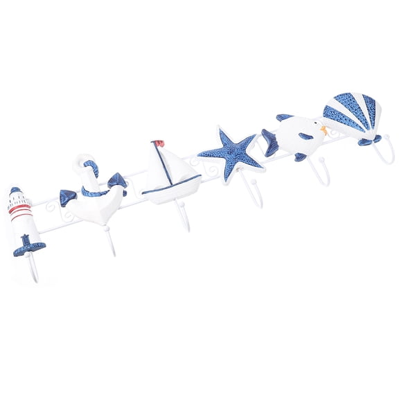 Blue Creative Hooks for Storage Made of Strong Synthetic Material with Marine Design 1 Pc