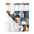 thumbnail image 1 of No Hook Contemporary Orange, Shower Curtain with Snap in Liner Set, Middle Century Abstract Geomrtry Waterproof Fabric Bathroom Curtains with See Through Top Window, Hotel Style Modern 66 x 72 Inch, 1 of 7