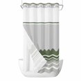 thumbnail image 1 of No Hook Dark Green Striped Shower Curtain with Snap in Liner Set, Abstract Modern Geometric Stripes Waterproof Fabric Bathroom Curtains with See Through Top Window, Hotel Style Small 36 x 72 Inch, 1 of 9