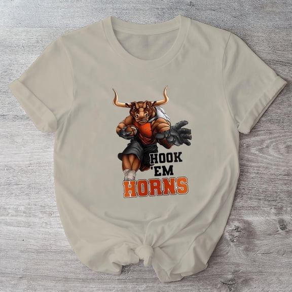 Hook Em Horns Texas Longhorns Mascot T-shirt