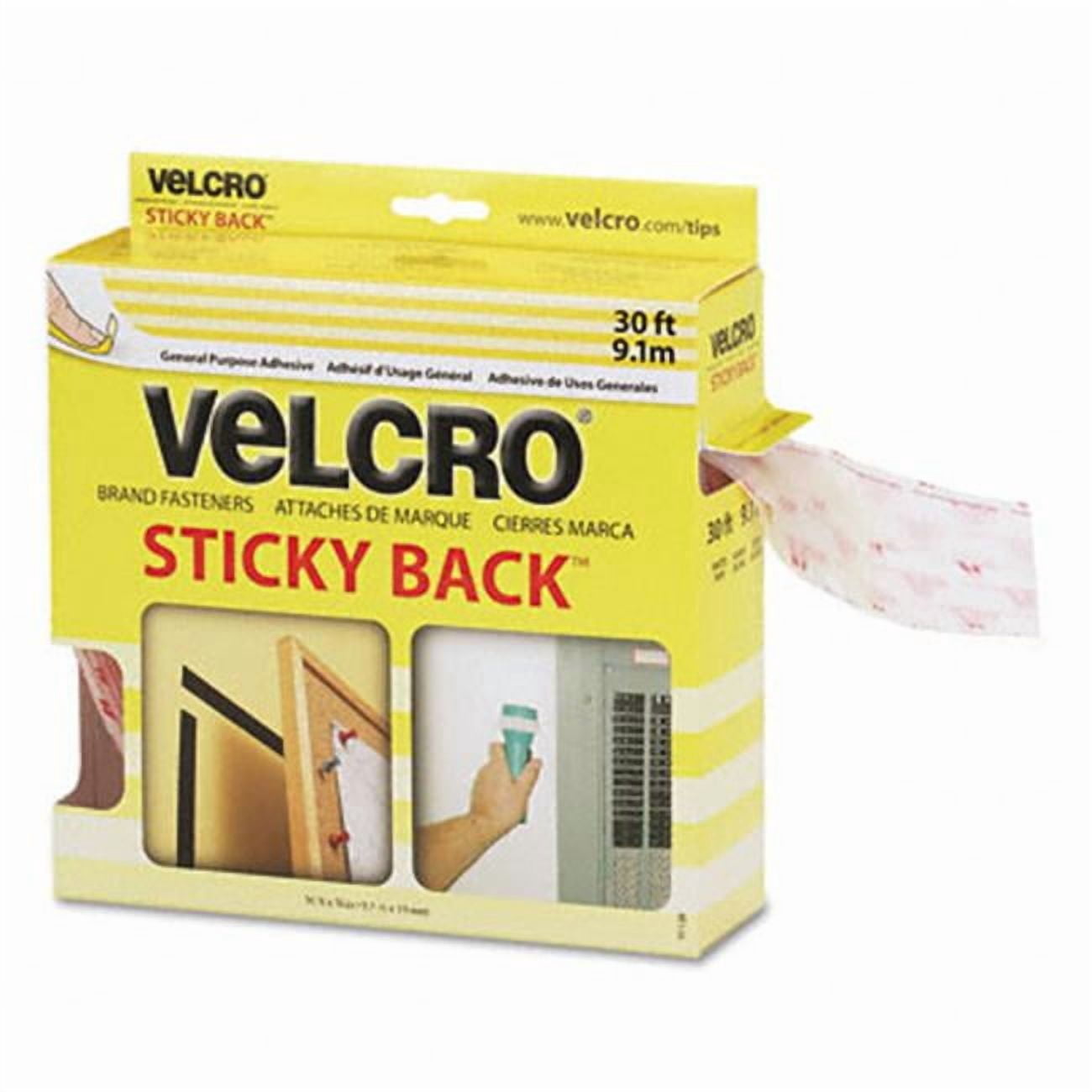Hook Eye Adhesive  Sticky-Back Hook & Loop Fasteners with Dispenser  3/4   x 30-ft. Roll  White