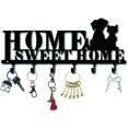 thumbnail image 1 of Hook Hanger Wall Key Holder Metal Decorative Coat Hanger with Sweet Home and Dogs Design Organizer Rack with 6 Hooks, 1 of 4