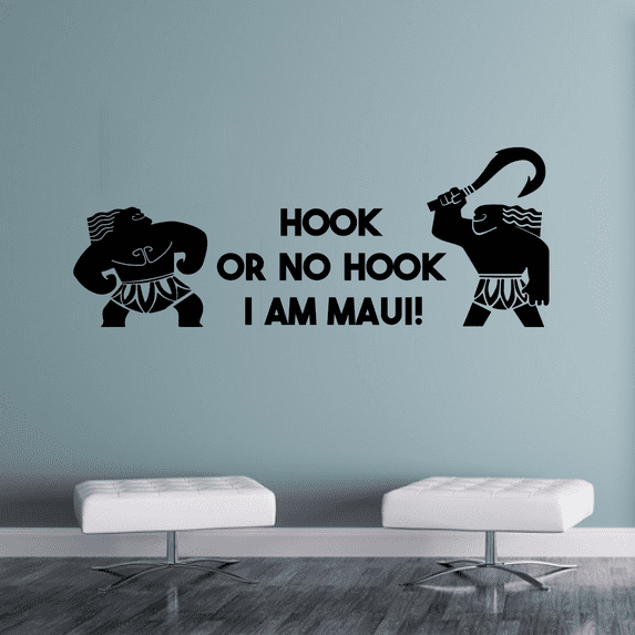 Hook Or No Hook I Am Maui Quote Demigod Maui Silhouette Princess Kids Vinyl Wall Art Sticker Decal For Home Kids Room Study Room Boys Girls Room Wall Décoration Design Wall Décor Decal Size(6x10 inch)