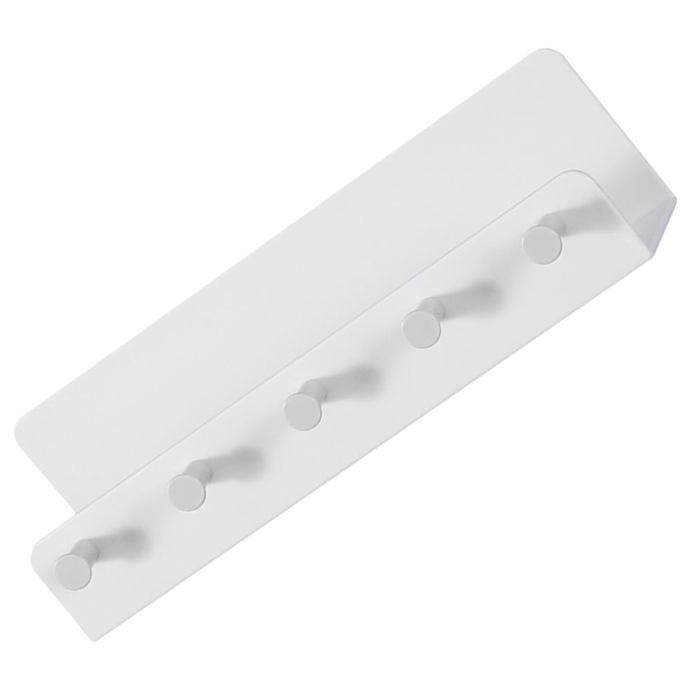 Small Sign Storage Rack White Wall Mount Key Holder with Hooks, Decorative Storage Shelf for ...