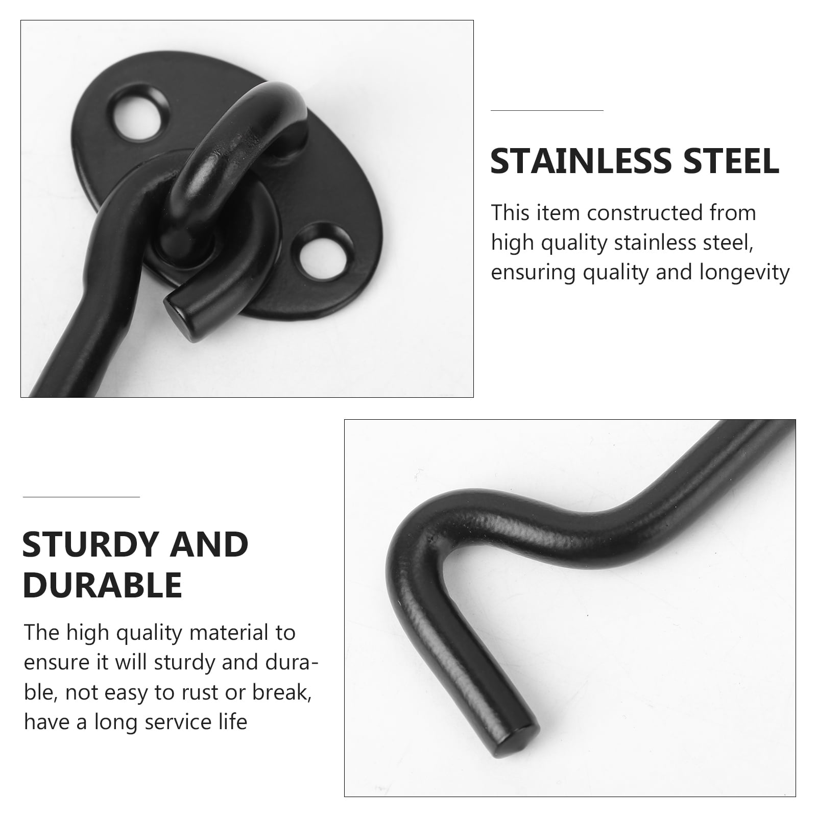 Hook Latch Eye Door Cabin Window Black Privacy Gate Barn Lock 12 Long