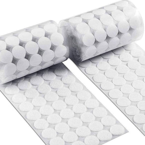 Hook and Loop Dots 10mm Self Adhesive Round Fastener Tapes | 250 Pairs (500pcs) | White | Peel and Stick Reusable Nylon Strips | Strong Bond for Home Office Craft Organization