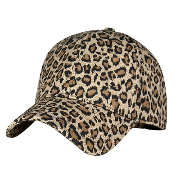 Hook Loop Fasteners Extended Brim Baseball Cap Sunscreen Leopard Print Unisex Outdoor Hat for Fall Winter