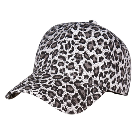 Hook Loop Fasteners Extended Brim Baseball Cap Sunscreen Leopard Print Unisex Outdoor Hat for Fall Winter
