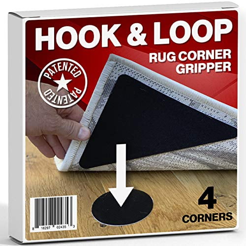 NeverCurl 4pk Rug Corner Grippers - Instantly Flattens Rug Corners To Hold  Rug Down, Stiff Layer Prevent Curling, Renewable Carpet Gripper Sticky Gel