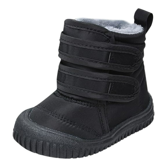 Hook Loop Low Cut Boots Waterproof Cloth Snow Boots Kids Winter Shoes Girls Boys Outdoor Boots Black 12 Months-18 Months